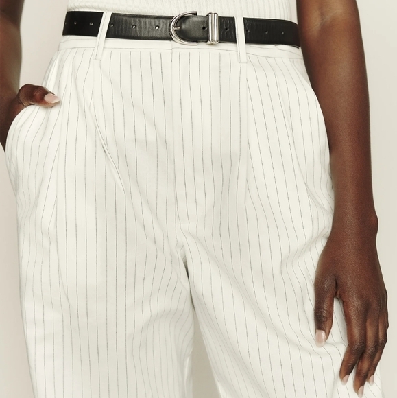 Reformation Oren Pant in White Stripe size 0 NWT - Picture 3 of 11